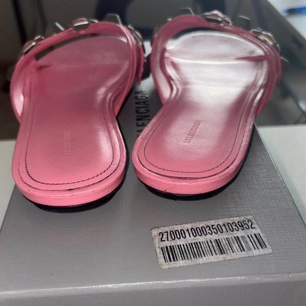 Balenciaga cagole💕💕💕 Pink Leather Slide Sandals sz 39 - Picture 5 of 9